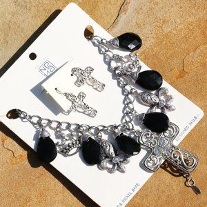 NEW! Chunky Boho Cross Necklace Christian Bead Set